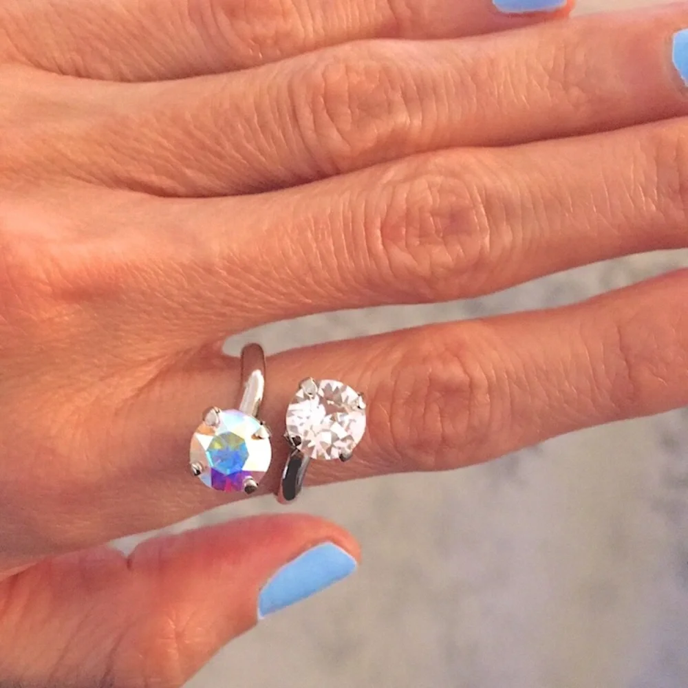 Aurora Borealis + Clear Crystal Ring